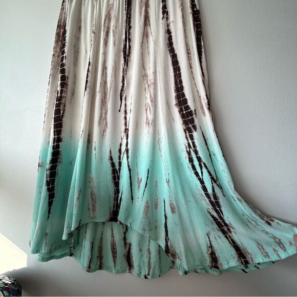 XCVI Tie Dye Green Brown Midi Skirt - Picture 2 of 8